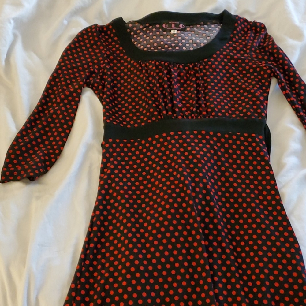 Black abs red polka dot dress